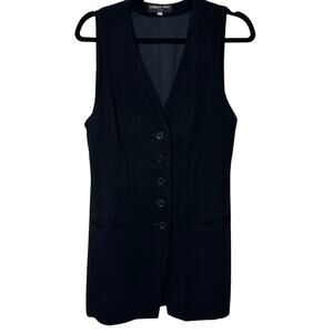 Philippe Adec Paris V-Neck Sleeveless Button Front Vest Dress 6